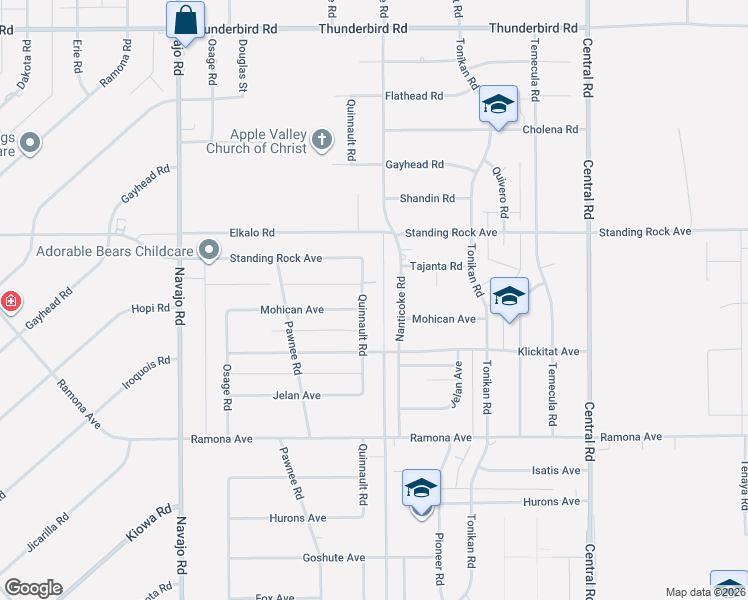 map of restaurants, bars, coffee shops, grocery stores, and more near 14740 Nanticoke Road in Apple Valley
