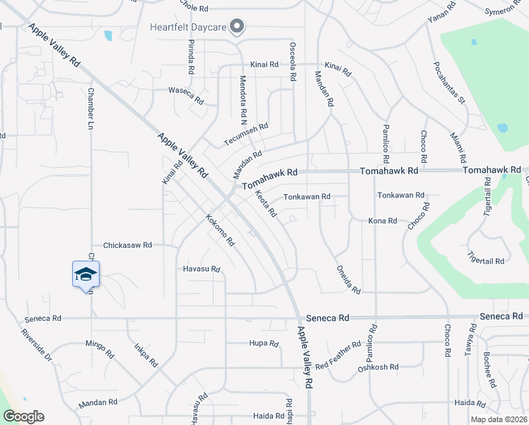map of restaurants, bars, coffee shops, grocery stores, and more near 14798 Keota Road in Apple Valley