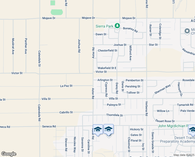 map of restaurants, bars, coffee shops, grocery stores, and more near 10532 Arlington Street in Adelanto