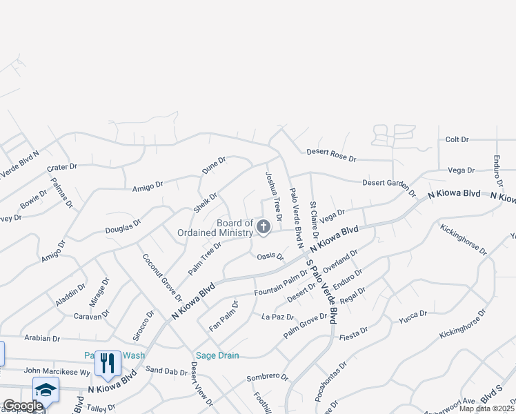 map of restaurants, bars, coffee shops, grocery stores, and more near 961 Joshua Tree Drive in Lake Havasu City