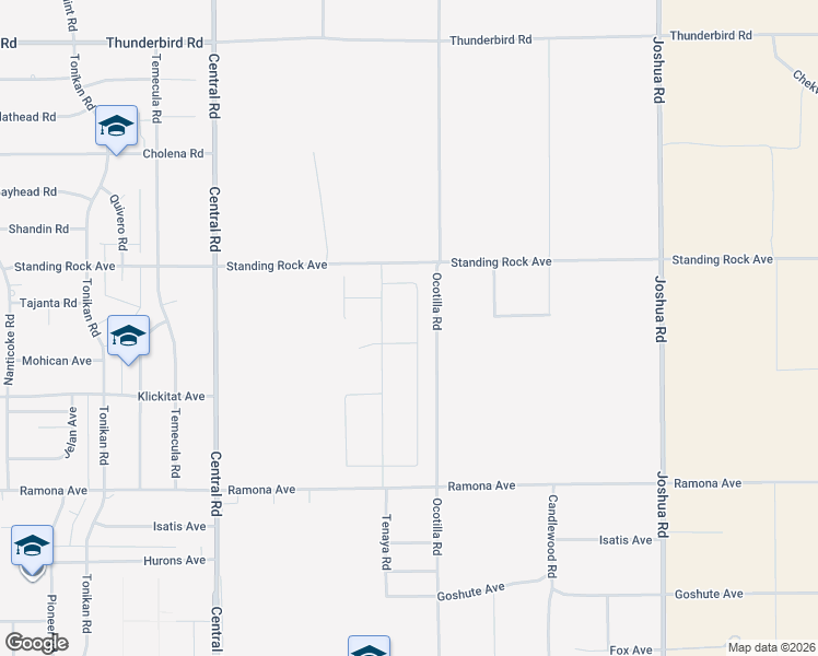 map of restaurants, bars, coffee shops, grocery stores, and more near Ocotilla Road in Apple Valley