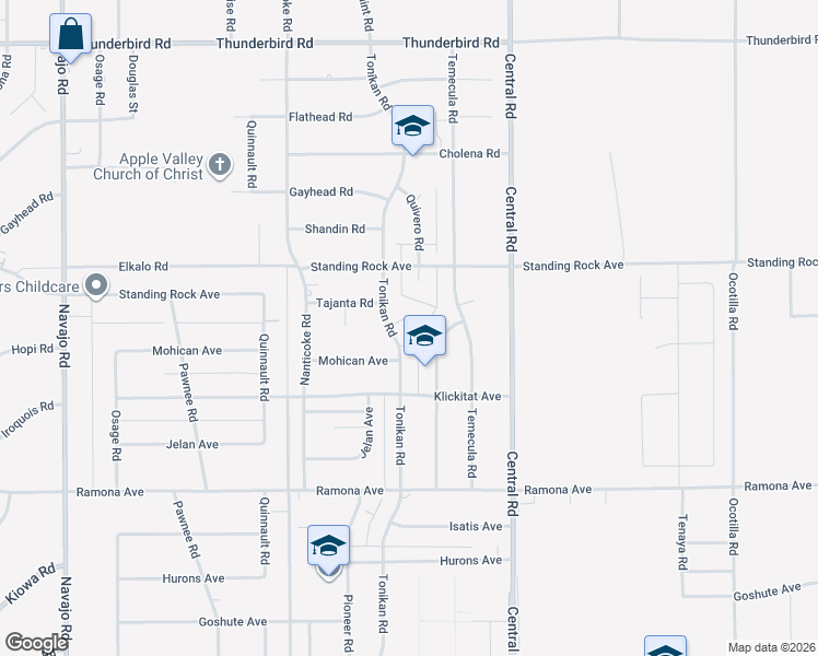map of restaurants, bars, coffee shops, grocery stores, and more near 14783 Tonikan Lane in Apple Valley