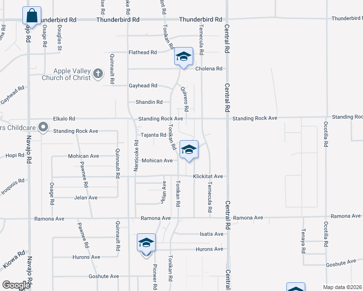 map of restaurants, bars, coffee shops, grocery stores, and more near 14783 Tonikan Lane in Apple Valley