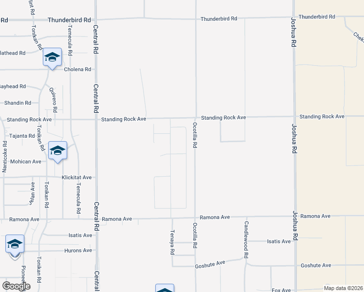 map of restaurants, bars, coffee shops, grocery stores, and more near Ocotilla Road in Apple Valley