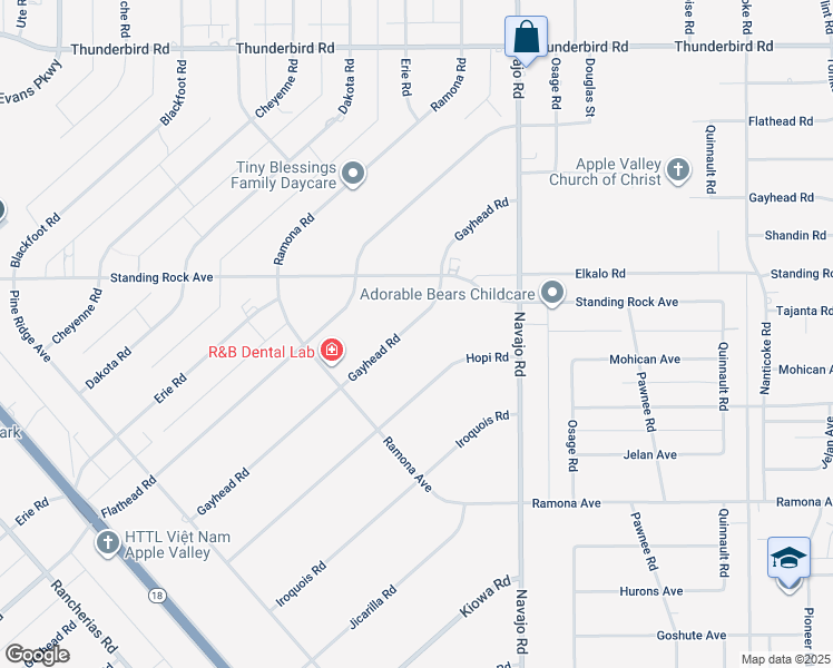 map of restaurants, bars, coffee shops, grocery stores, and more near 14805 Gayhead Road in Apple Valley