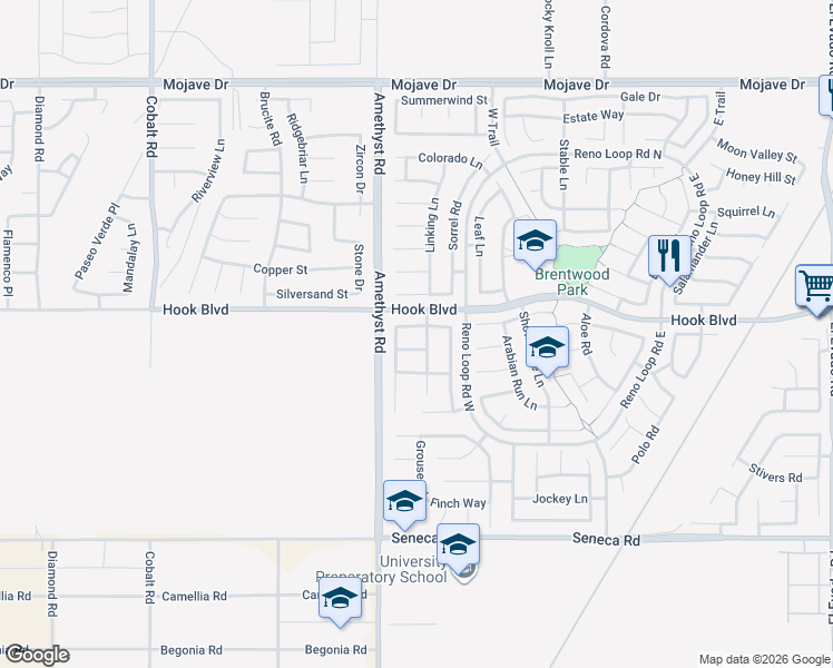 map of restaurants, bars, coffee shops, grocery stores, and more near 13765 Holt Court in Victorville