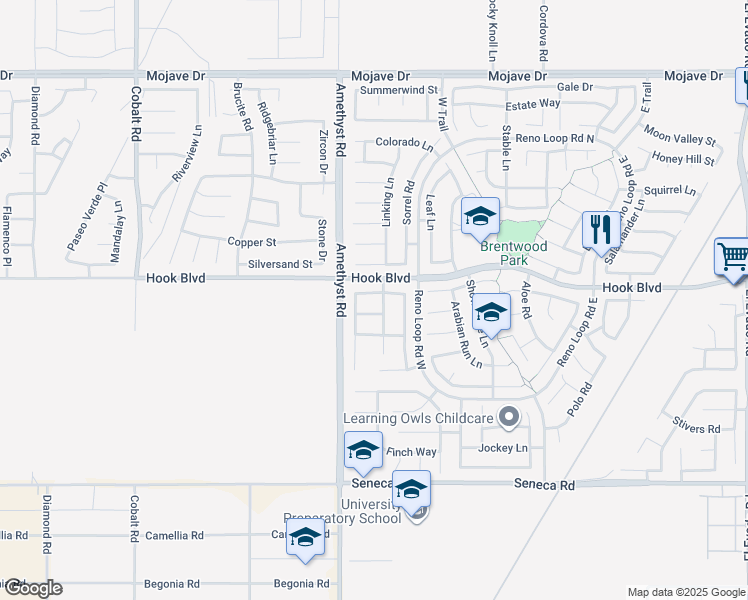 map of restaurants, bars, coffee shops, grocery stores, and more near 13765 Holt Court in Victorville