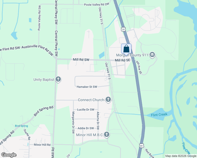 map of restaurants, bars, coffee shops, grocery stores, and more near 108 Hamaker Street Southwest in Decatur