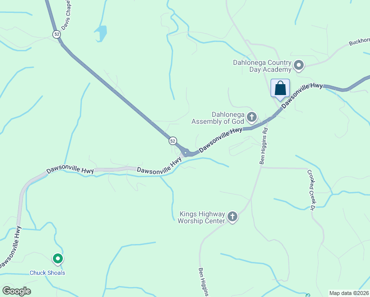map of restaurants, bars, coffee shops, grocery stores, and more near 50 Wesley Way in Dahlonega