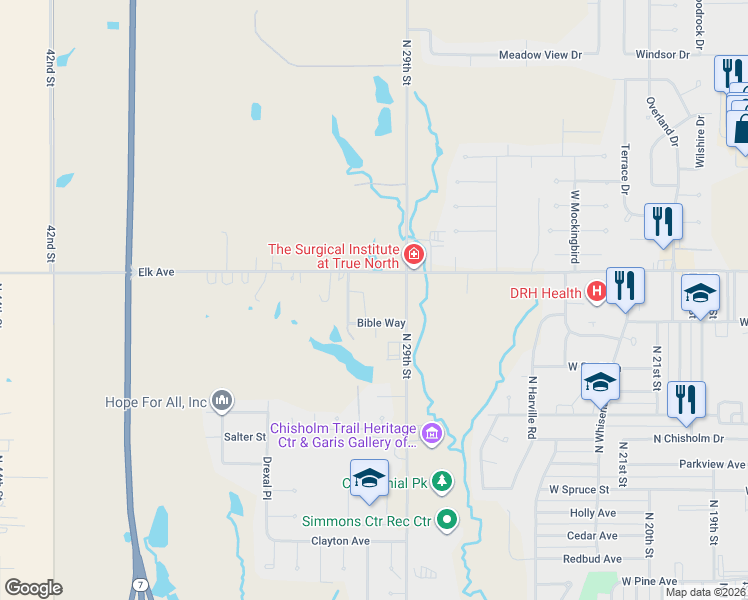 map of restaurants, bars, coffee shops, grocery stores, and more near 3000-3098 West Elk Avenue in Duncan