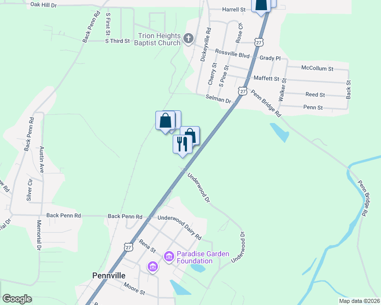 map of restaurants, bars, coffee shops, grocery stores, and more near 13423 U.S. 27 in Trion