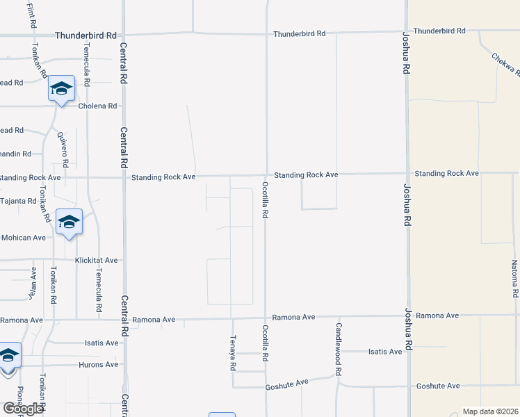 map of restaurants, bars, coffee shops, grocery stores, and more near Ocotilla Road in Apple Valley