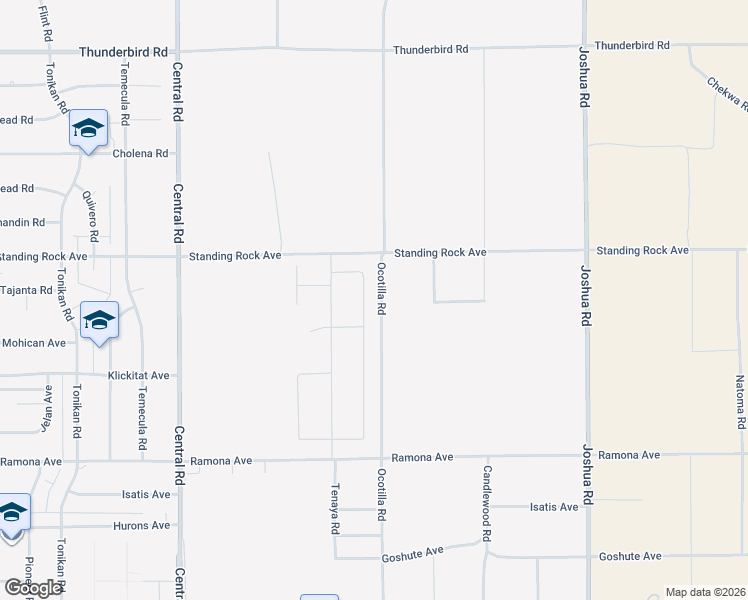 map of restaurants, bars, coffee shops, grocery stores, and more near Ocotilla Road in Apple Valley