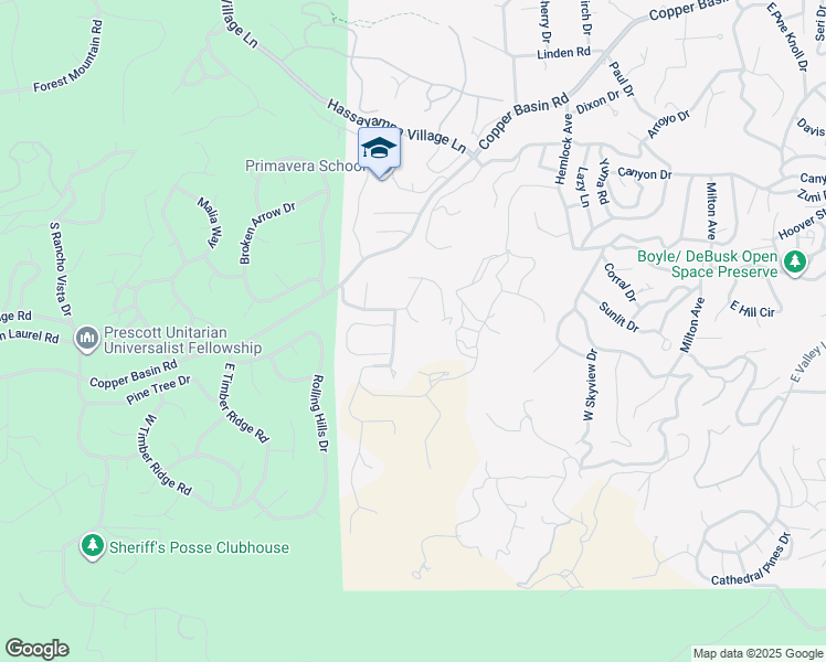 map of restaurants, bars, coffee shops, grocery stores, and more near 1086 Placer Circle in Prescott