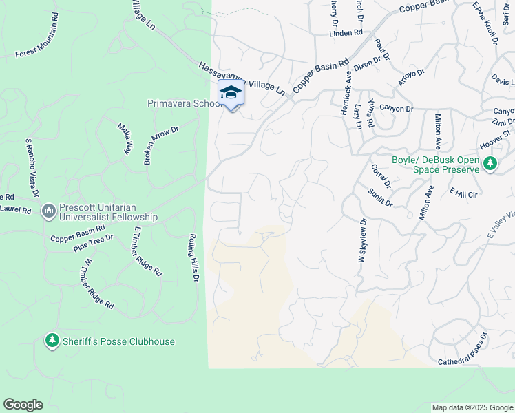 map of restaurants, bars, coffee shops, grocery stores, and more near 1086 Placer Circle in Prescott