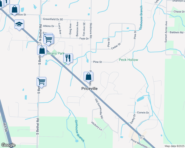 map of restaurants, bars, coffee shops, grocery stores, and more near 77 Skidmore Road in Decatur