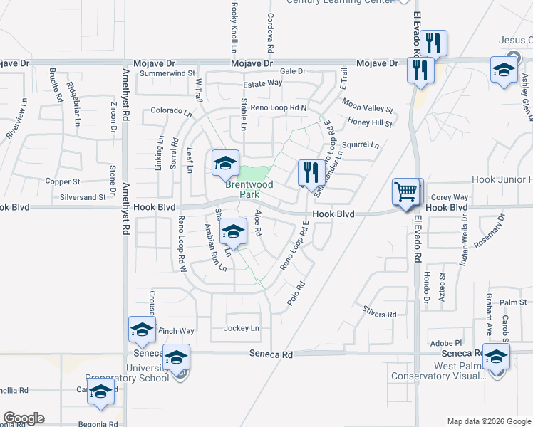map of restaurants, bars, coffee shops, grocery stores, and more near 14084 Gopher Canyon Road in Victorville