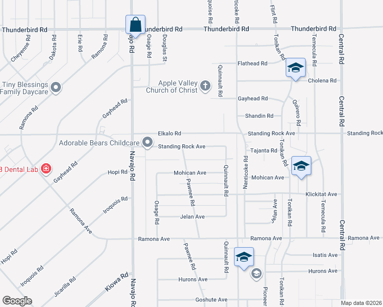 map of restaurants, bars, coffee shops, grocery stores, and more near 21919 Standing Rock Avenue in Apple Valley