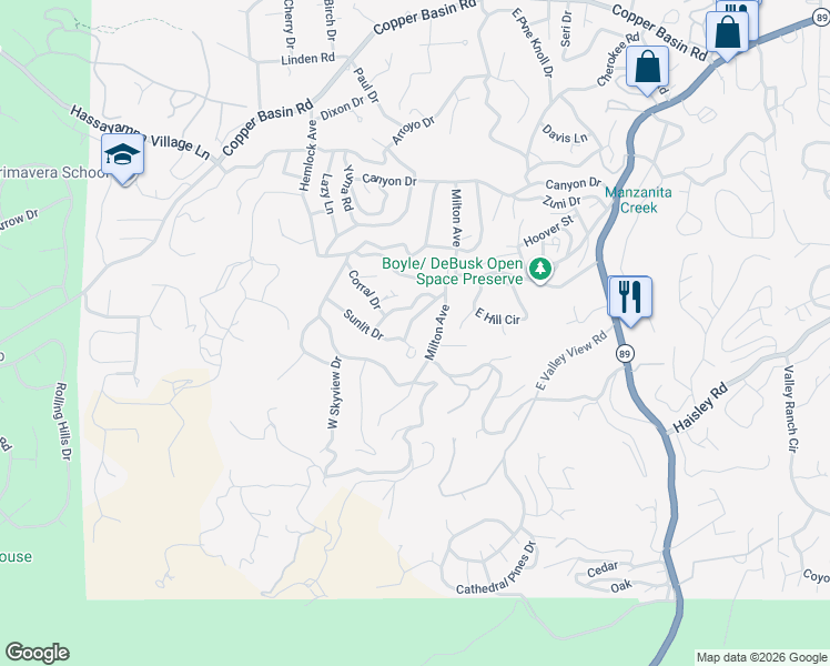 map of restaurants, bars, coffee shops, grocery stores, and more near 1157 West Sunup Road in Prescott