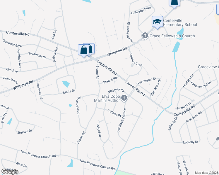 map of restaurants, bars, coffee shops, grocery stores, and more near 615 Regency Circle in Anderson