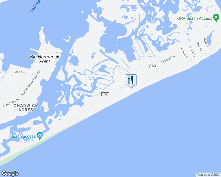 map of restaurants, bars, coffee shops, grocery stores, and more near 1943 New River Inlet Road in North Topsail Beach