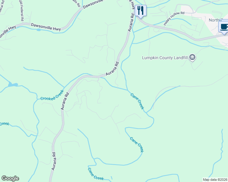 map of restaurants, bars, coffee shops, grocery stores, and more near 298 J W Nix Road in Dahlonega