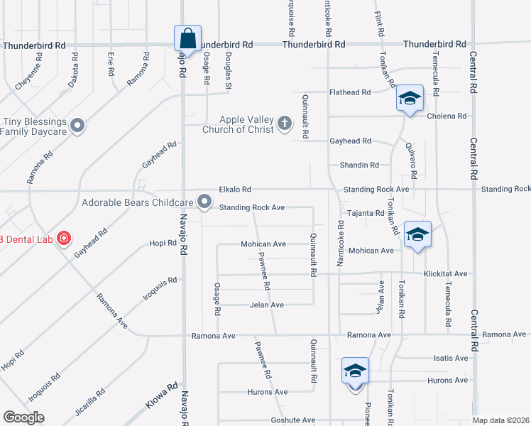 map of restaurants, bars, coffee shops, grocery stores, and more near 21919 Standing Rock Avenue in Apple Valley