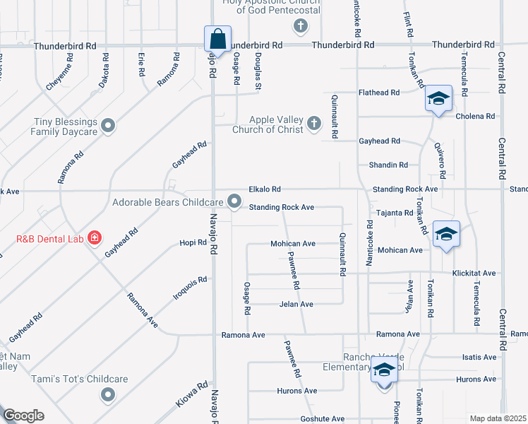 map of restaurants, bars, coffee shops, grocery stores, and more near 21837 Standing Rock Avenue in Apple Valley