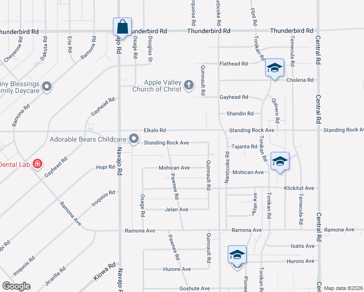 map of restaurants, bars, coffee shops, grocery stores, and more near 21947 Standing Rock Avenue in Apple Valley