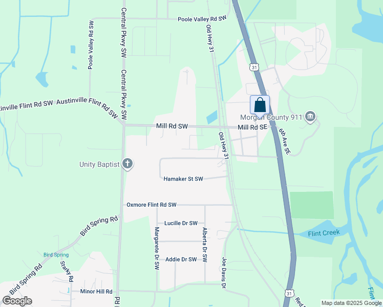 map of restaurants, bars, coffee shops, grocery stores, and more near 114 Hamaker Street Southwest in Decatur