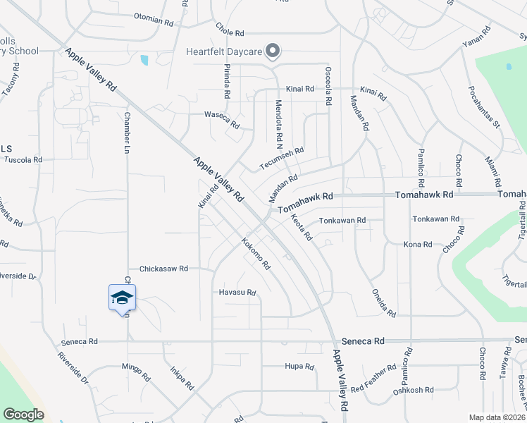 map of restaurants, bars, coffee shops, grocery stores, and more near 14861 Apple Valley Road in Apple Valley