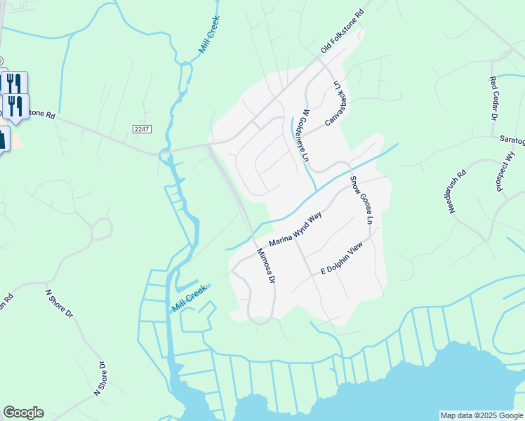 map of restaurants, bars, coffee shops, grocery stores, and more near 254 Sailor Street in Sneads Ferry