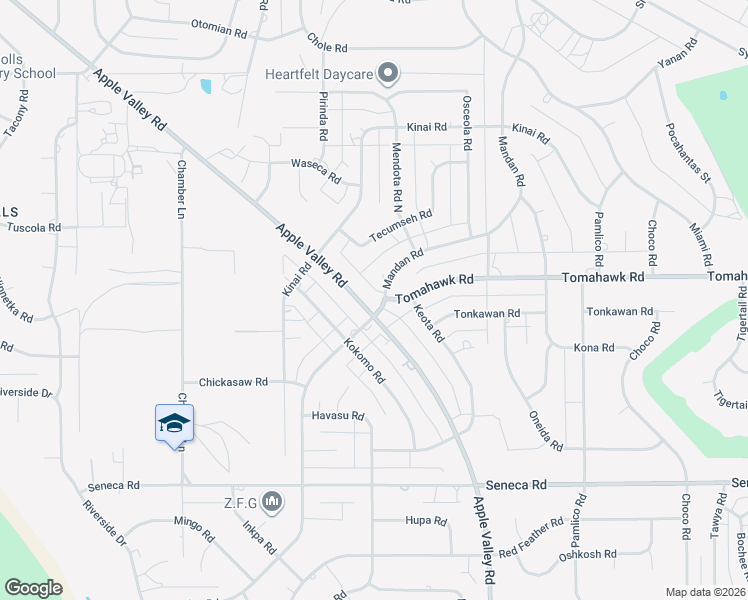 map of restaurants, bars, coffee shops, grocery stores, and more near 14861 Apple Valley Road in Apple Valley