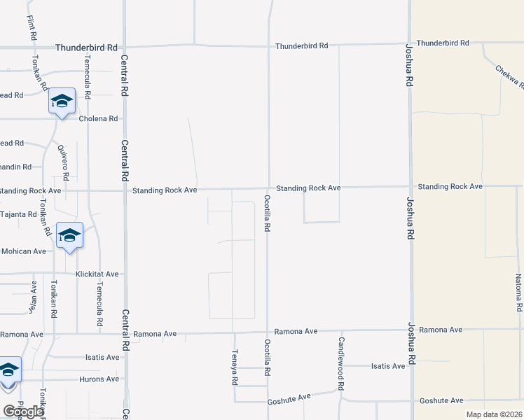 map of restaurants, bars, coffee shops, grocery stores, and more near Ocotilla Road in Apple Valley