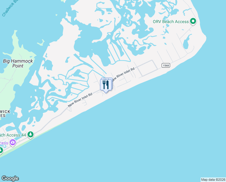 map of restaurants, bars, coffee shops, grocery stores, and more near 2000 New River Inlet Road in North Topsail Beach