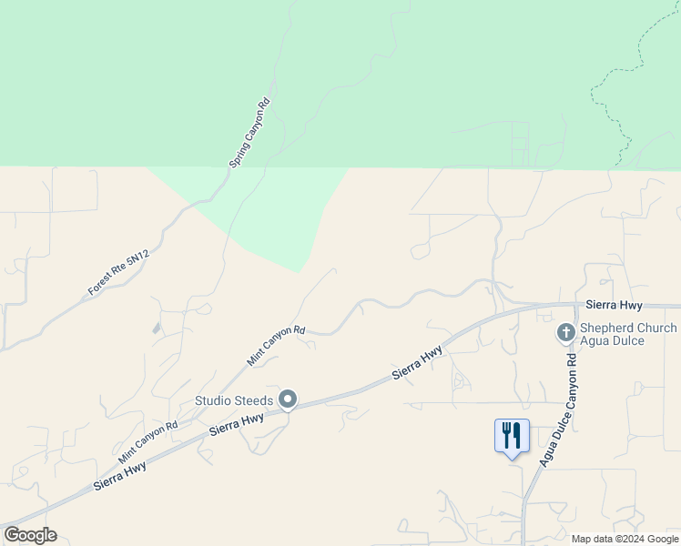 map of restaurants, bars, coffee shops, grocery stores, and more near 34554 Koontz Road in Santa Clarita