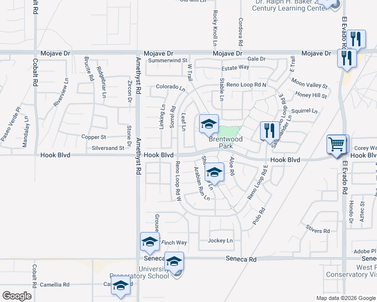 map of restaurants, bars, coffee shops, grocery stores, and more near 13891 Adelphia Lane in Victorville