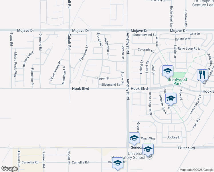map of restaurants, bars, coffee shops, grocery stores, and more near 13559 Silversand Street in Victorville