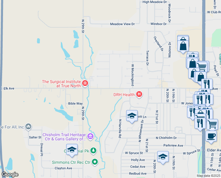 map of restaurants, bars, coffee shops, grocery stores, and more near 2502 West Elk Avenue in Duncan