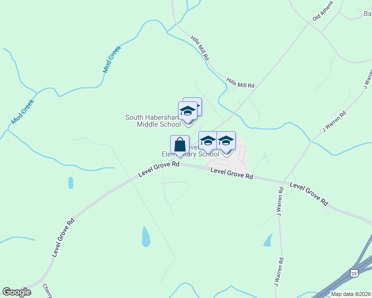 map of restaurants, bars, coffee shops, grocery stores, and more near 2811 Level Grove Rd in Cornelia
