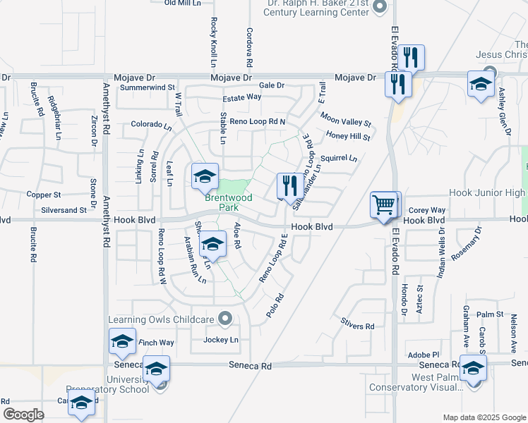 map of restaurants, bars, coffee shops, grocery stores, and more near 14165 Gray Lane in Victorville