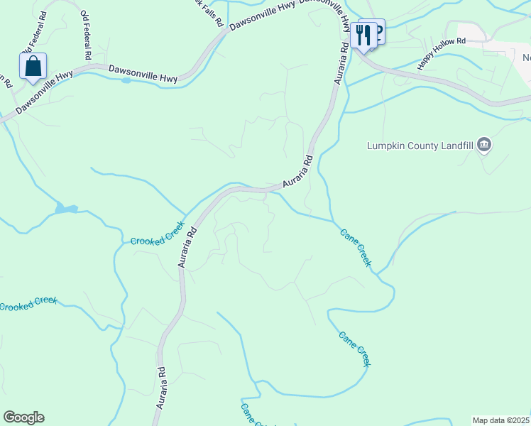 map of restaurants, bars, coffee shops, grocery stores, and more near 114 Clementine Drive in Dahlonega