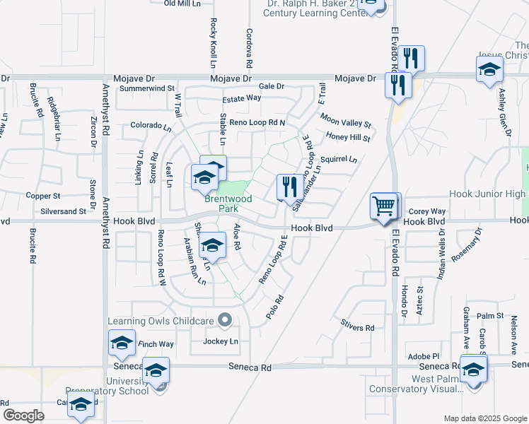 map of restaurants, bars, coffee shops, grocery stores, and more near 14165 Gray Lane in Victorville