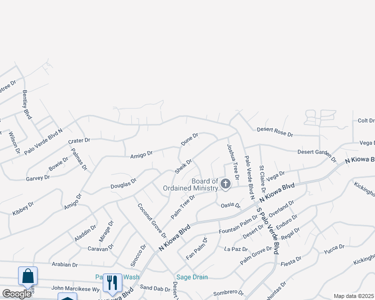 map of restaurants, bars, coffee shops, grocery stores, and more near 1021 Dune Lane in Lake Havasu City