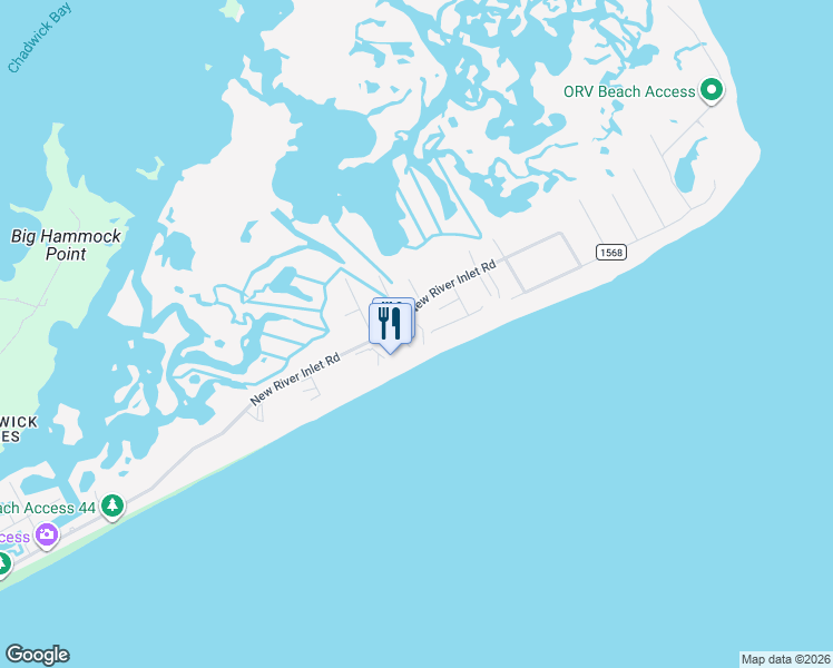 map of restaurants, bars, coffee shops, grocery stores, and more near 204 Sandpiper Drive in North Topsail Beach