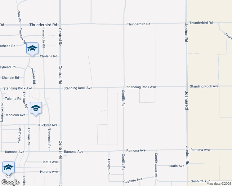 map of restaurants, bars, coffee shops, grocery stores, and more near Saddleback Avenue in Apple Valley