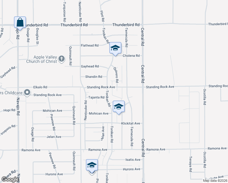 map of restaurants, bars, coffee shops, grocery stores, and more near 22325 Quivero Road in Apple Valley