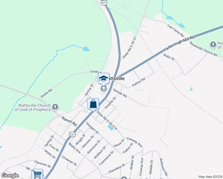map of restaurants, bars, coffee shops, grocery stores, and more near 703 Lucas Avenue in Laurens