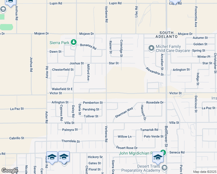 map of restaurants, bars, coffee shops, grocery stores, and more near in Adelanto
