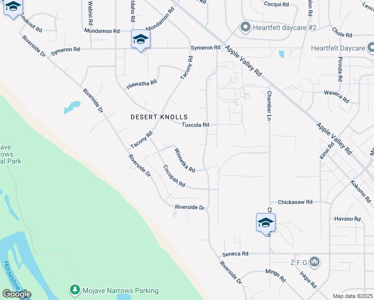 map of restaurants, bars, coffee shops, grocery stores, and more near 18338 Winnetka Road in Apple Valley